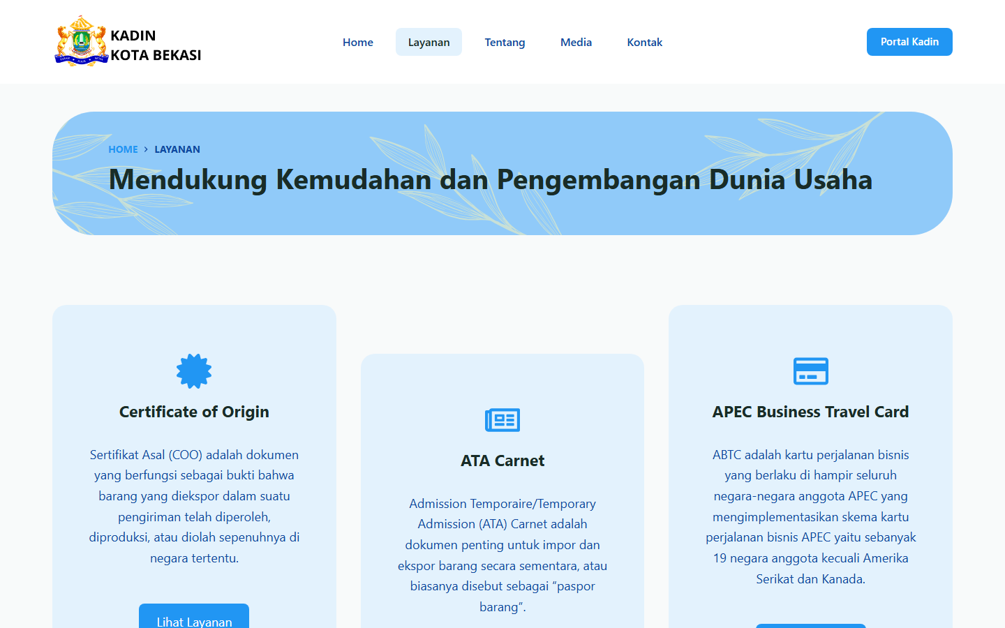 Kadin Kota Bekasi website preview